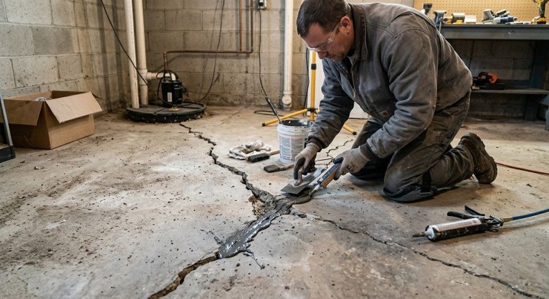 Cracked Basement Floor Repair in Warren County, OH