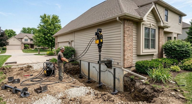 Helical Piers Installation in Warren County, OH